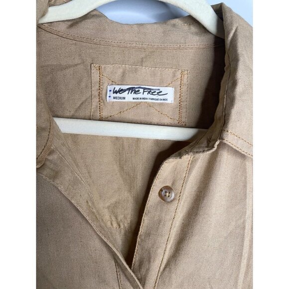 Free People Boho Oversized Tie Dye Buttondown Linen Blend Shirt Size M $198 - Picture 7 of 7